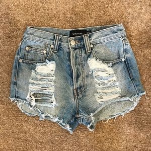 MINKPINK Denim Distressed Shorts